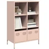 Image de Buffet haut rose 68x39x103,5 cm acier, armoire à livres, armoire à livres moderne, étagère à livres, étagère et 851383