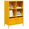 Image de Buffet haut jaune moutarde 68x39x103,5 cm acier, armoire à livres, armoire à livres moderne, étagère à livres, 851385