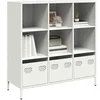 Image de Buffet haut blanc 101,5x39x103,5 cm acier, armoire à livres, armoire à livres moderne, étagère à livres, étagère et 851393