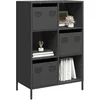 Image de Buffet haut noir 68x39x103,5 cm acier, armoire à livres, armoire à livres moderne, étagère à livres, étagère et 851406