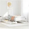 Image de Cadre de lit avec tiroirs blanc 90x200 cm bois de pin massif, sommier, cadre de lit simple, cadre de lit en bois 3301431