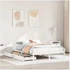 Image de Cadre de lit avec tiroirs blanc 140x200 cm bois de pin massif, sommier, cadre de lit double, cadre de lit en bois 3301437
