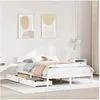Image de Cadre de lit avec tiroirs blanc 120x190 cm bois pin massif, sommier, cadre de lit double, cadre de lit en bois massif 3301503