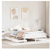 Image de Cadre de lit avec tiroirs blanc 140x190 cm bois de pin massif, sommier, cadre de lit double, cadre de lit en bois 3301507