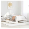 Image de Cadre de lit avec tiroirs blanc 90x200 cm bois de pin massif, sommier, cadre de lit simple, cadre de lit en bois 3301509
