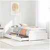 Image de Cadre de lit avec tiroirs blanc 90x190 cm bois pin massif, sommier, cadre de lit simple, cadre de lit en bois massif 3301675