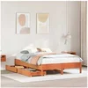 Image de Cadre de lit cire marron 150x200 cm bois de pin massif, meuble de chambre à coucher, sommier, lit en bois, lit, lit 3301709