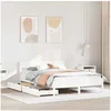 Image de Cadre de lit avec tête de lit blanc 140x200 cm bois pin massif, meuble de chambre à coucher, sommier, lit en bois, 3301750