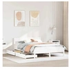 Image de Cadre de lit et tête de lit blanc 140x190 cm bois de pin massif, meuble de chambre à coucher, sommier, lit en bois, 3301762