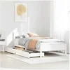 Image de Cadre de lit avec tête de lit blanc 90x190cm bois de pin massif, meuble de chambre à coucher, sommier, lit en bois, 3301771