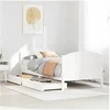 Image de Cadre de lit avec tête de lit blanc 90x190cm bois de pin massif, meuble de chambre à coucher, sommier, lit en bois, 3301810
