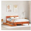 Image de Cadre de lit et tête de lit cire marron 150x200 cm bois de pin, meuble de chambre à coucher, sommier, lit en bois, 3301865