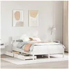 Image de Cadre de lit et tête de lit blanc 140x190 cm bois de pin massif, meuble de chambre à coucher, sommier, lit en bois, 3301879