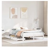 Image de Cadre de lit avec tiroirs blanc 140x190 cm bois de pin massif, sommier, cadre de lit double, cadre de lit en bois 3301941