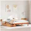 Image de Cadre de lit avec tiroirs sans matelas cire marron 120x190 cm 3301960