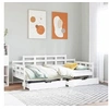 Image de Lit de jour et tiroirs sans matelas blanc 90x200 cm bois massif 3302121