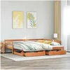 Image de Slaapbank onderschuifbed en lades 90x190 cm grenenhout wasbruin3302163