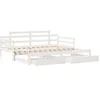 Image de Lit gigogne 203.5 x 184 x 76 cm en bois sommier a lattes pour 2 personnes de couleur