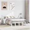 Image de Cadre de lit avec tête de lit blanc 140x200 cm bois pin massif, lit, meuble de chambre à coucher, lit en bois, lit 3302295