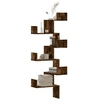 Image de Etagère d'angle murale chêne fumé 45x45x147cm bois d'ingénierie, étagère d'angle, étagère suspendue, étagère murale 852640