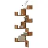 Image de Etagère d'angle murale vieux bois 45x45x147cm bois d'ingénierie, étagère d'angle, étagère suspendue, étagère murale 852643