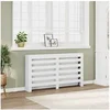 Image de Cache-radiateur blanc 149x20x82 cm bois d'ingénierie, bouchon de radiateur, cache-radiateur haut, radiateur à profil 852699