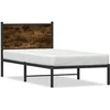 Image de Cadre de lit en métal avec tête de lit chêne fumé 75x190 cm, lit simple, meuble de chambre à coucher, lit d'invité, 4007657
