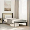 Image de Cadre de lit en métal avec tête de lit chêne sonoma 80x200 cm, lit simple, meuble de chambre à coucher, lit d'invité, 4007707