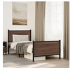 Image de Cadre de lit métal avec tête de lit et pied de lit 90x190 cm, lit simple, meuble de chambre à coucher, lit d'invité, 4007775