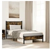 Image de Cadre de lit en métal avec tête de lit chêne fumé 80x200 cm, lit simple, meuble de chambre à coucher, lit d'invité, 4007805