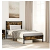 Image de Cadre de lit en métal avec tête de lit chêne fumé 90x200 cm, lit simple, meuble de chambre à coucher, lit d'invité, 4007807