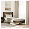 Image de Cadre de lit en métal avec tête de lit chêne fumé 90x200 cm, lit simple, meuble de chambre à coucher, lit d'invité, 4007825