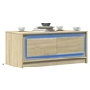 Image de Table basse avec lumières LED chêne sonoma bois d'ingénierie, table latérale, table de salon, table d'accent, bout de 851986