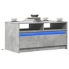 Image de Table basse avec lumières LED gris béton bois d'ingénierie, table latérale, table de salon, table d'accent, bout de canapé, table centrale