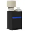 Image de Armoire de chevet avec lumières LED noir bois d'ingénierie, table d'appoint, armoire de lit, table d'appoint pour la 852000