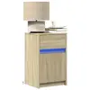 Image de Armoire de chevet avec lumières LED chêne sonoma, table d'appoint, armoire de lit, table d'appoint pour la chambre, 852002