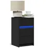 Image de Armoire de chevet avec lumières LED noir bois d'ingénierie, table d'appoint, armoire de lit, table d'appoint pour la 852013