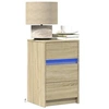 Image de Armoire de chevet avec lumières LED chêne sonoma, table d'appoint, armoire de lit, table d'appoint pour la chambre, 852014