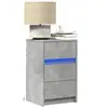 Image de Armoire de chevet et lumières LED gris béton bois d'ingénierie, table d'appoint, armoire de lit, table d'appoint pour 852015