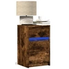 Image de Armoire de chevet et lumières LED chêne fumé bois d'ingénierie, table d'appoint, armoire de lit, table d'appoint pour 852016