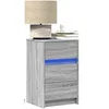 Image de Armoire de chevet et lumières LED sonoma gris bois d'ingénierie, table d'appoint, armoire de lit, table d'appoint 852017