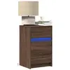 Image de Armoire de chevet et lumières LED chêne marron bois ingénierie, table d'appoint, armoire de lit, table d'appoint pour 852018