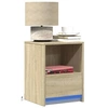 Image de Armoire de chevet avec lumières LED chêne sonoma, table d'appoint, armoire de lit, table d'appoint pour la chambre, 852023