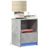 Image de Armoires de chevet et lumières LED 2 pcs gris béton, table d'appoint, armoire de lit, table d'appoint pour la 852026