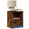 Image de Armoires de chevet et lumières LED 2 pcs chêne fumé, table d'appoint, armoire de lit, table d'appoint pour la 852028
