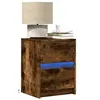 Image de Armoire de chevet et lumières LED chêne fumé bois d ingénierie