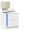 Image de Armoire de chevet avec lumières LED blanc bois d'ingénierie, table d'appoint, armoire de lit, table d'appoint pour la 852047