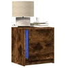 Image de Armoire de chevet et lumières LED chêne fumé bois d ingénierie