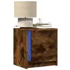 Image de Armoires de chevet et lumières LED 2 pcs chêne fumé, table d'appoint, armoire de lit, table d'appoint pour la 852056