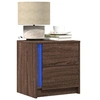 Image de Armoire de chevet et lumières LED chêne marron bois ingénierie